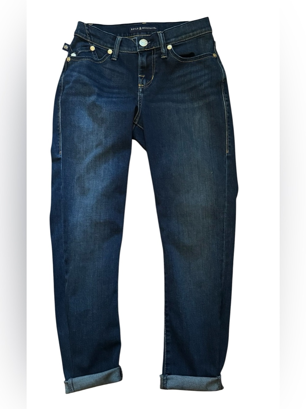 Rock & Republic Kendra Curvy Bootcut Stretch Denim Jeans ~ Altered to Skinny ~ 4